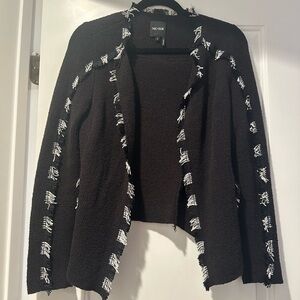 NIC+ZOE Black Knit Cardigan with White Accents